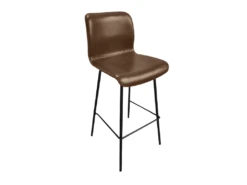BOSTON - Tabouret De Bar Aspect Cuir Marron