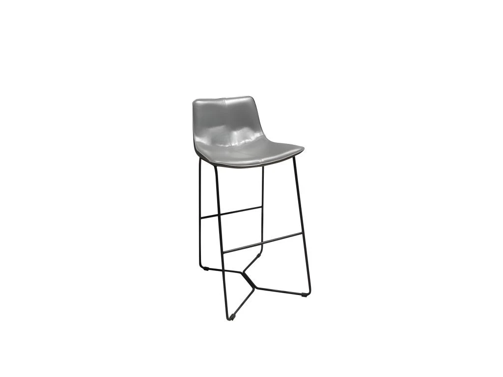 Tabouret De Bar Gris En Simili - STEEVE 3 Tabouret De Bar Gris En Simili - STEEVE