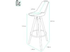 KAYELLES Lot De 2 Tabourets Scandinave Bois Coussin Intégré SOTO (Noir) -Electroménager Soldes tabouret de bar 9145187