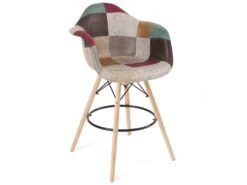 KAYELLES Chaise De Bar Patchwork Scandinave Avec Accoudoirs TIBA