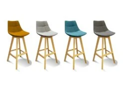 Lot 2 Tabourets De Bar Jaune Style Scandinave - WENDY -Electroménager Soldes tabouret de bar 9145233