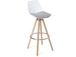 KAYELLES Lot De 2 Tabourets Scandinave Bois Coussin Intégré SOTO (Blanc Gris) 8 KAYELLES Lot De 2 Tabourets Scandinave Bois Coussin Intégré SOTO (Blanc Gris) -Electroménager Soldes tabouret de bar 9145269