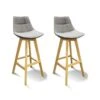 Lot 2 Tabourets De Bar Tissu GRIS Style Scandinave - WENDY 1 Lot 2 Tabourets De Bar Tissu GRIS Style Scandinave - WENDY -Electroménager Soldes tabouret de bar 9145341
