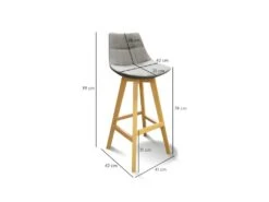 Lot 2 Tabourets De Bar Tissu GRIS Style Scandinave - WENDY -Electroménager Soldes tabouret de bar 9145345