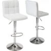 KAYELLES Lot De 2 Tabourets Bar Matelassés Confort Réglable SIVAN (Blanc)