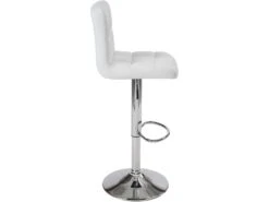 KAYELLES Lot De 2 Tabourets Bar Matelassés Confort Réglable SIVAN (Blanc) -Electroménager Soldes tabouret de bar 9145365