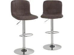 KAYELLES Lot De 2 Tabourets De Bar Design Effet Vieilli BASE (Marron)