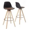 KAYELLES Lot De 2 Tabourets Design Scandinave Coussin SANA (Noir-Marron) 2 KAYELLES Lot De 2 Tabourets Design Scandinave Coussin SANA (Noir-Marron) -Electroménager Soldes tabouret de bar 9145521