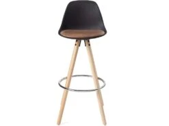 KAYELLES Lot De 2 Tabourets Design Scandinave Coussin SANA (Noir-Marron) -Electroménager Soldes tabouret de bar 9145525