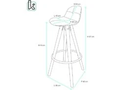 KAYELLES Lot De 2 Tabourets Design Scandinave Coussin SANA (Noir-Marron) -Electroménager Soldes tabouret de bar 9145529