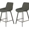 Lot 2 Tabourets Tissu Gris Anthracite Doux Pieds Métal - MANHATTAN -Electroménager Soldes tabouret de bar 9145581