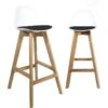 KAYELLES Lot De 2 Chaises De Bar Scandinave MALI (Blanc Noir)