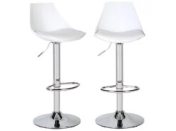 KAYELLES Lot De 2 Tabourets Design Contemporain SONO (blanc)