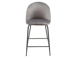 Lot De 2 Chaises De Bar En Velours Gris Foncé Piètement Métal - FARA -Electroménager Soldes tabouret de bar 9145761