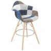KAYELLES Chaise De Bar Patchwork Tissu Style Scandinave Avec Accoudoirs TIBA (Bleu) -Electroménager Soldes tabouret de bar 9146027