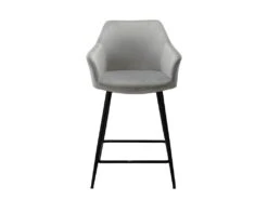 Chaise Haute De Bar En Velours Gris Clair Et Pieds Métal - CHIC -Electroménager Soldes tabouret de bar 9146051