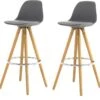 Lot 2 Tabourets De Bar Design Pieds Bois Gris - DIANA -Electroménager Soldes tabouret de bar 9146159