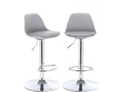 KAYELLES Lot De 2 Tabourets De Bar Design Réglable Pivotant SIG (Gris)