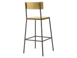 Tabouret De Bar Avec Dossier En Pin Et Métal Marron - LINEA 10 Tabouret De Bar Avec Dossier En Pin Et Métal Marron - LINEA -Electroménager Soldes tabouret de bar 9146285