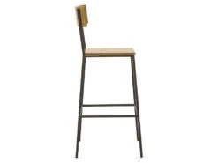 Tabouret De Bar Avec Dossier En Pin Et Métal Marron - LINEA 11 Tabouret De Bar Avec Dossier En Pin Et Métal Marron - LINEA -Electroménager Soldes tabouret de bar 9146287