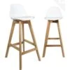 KAYELLES Lot De 2 Chaises De Bar Scandinave MALI (Blanc) -Electroménager Soldes tabouret de bar 9146313