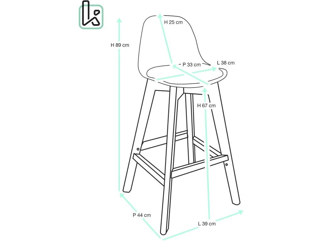 KAYELLES Lot De 2 Chaises De Bar Scandinave MALI (Blanc) 7 KAYELLES Lot De 2 Chaises De Bar Scandinave MALI (Blanc) – Image 5