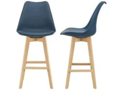 Lot De 2 Tabourets De Bar Lublin Simili Hêtre 105 X 48 X 58 Cm Bleu [en.casa]