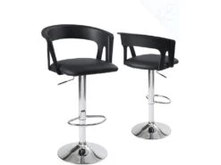 KAYELLES Lot De 2 Tabourets De Bar Design Avec Accoudoirs AYO (noir)