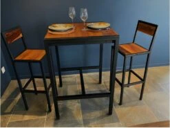 FACTORY - Chaise Haute En Acier Et Bois 75 Cm -Electroménager Soldes tabouret de bar 9146617