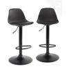 KAYELLES Lot De 2 Tabourets De Bar Design Réglable Pivotant SIG (Noir Intégral) -Electroménager Soldes tabouret de bar 9146689