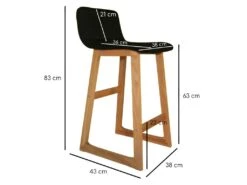 Lot 2 Tabourets De Bar Bois Et Tissu Noir - CAB -Electroménager Soldes tabouret de bar 9146909