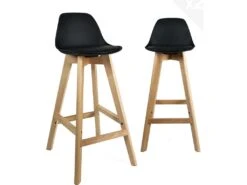 KAYELLES Lot De 2 Chaises De Bar Scandinave MALI (noir)