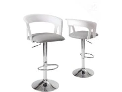 KAYELLES Lot De 2 Tabourets De Bar Design Avec Accoudoirs AYO (blanc Gris)