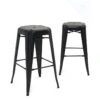 KAYELLES Lot De 2 Tabouret Industriel Métal BOOKA (Noir)
