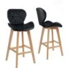 KAYELLES Lot De 2 Chaises De Bar Scandinave Matelassé FATA (Noir) -Electroménager Soldes tabouret de bar 9147351