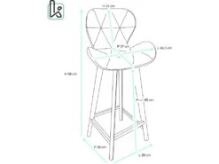 KAYELLES Lot De 2 Chaises De Bar Scandinave Matelassé FATA (Noir) -Electroménager Soldes tabouret de bar 9147359