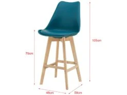 Lot De 6 Tabourets De Bar Lublin Plastique Simili Hêtre 105 X 48 X 58 Cm Turquoise [en.casa] -Electroménager Soldes tabouret de bar 9147363