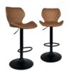 KAYELLES Lot De 2 - Chaise De Bar Design Matelassée FADO (Noir Marron) -Electroménager Soldes tabouret de bar 9147469