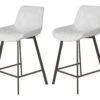 Lot De 2 Tabourets Tissu Gris Clair Doux Avec Piétement Métal - MANHATTAN -Electroménager Soldes tabouret de bar 9147549