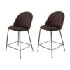 Lot De 2 Chaises De Bar En Velours Marron Piètement Métal Noir - FARA 2 Lot De 2 Chaises De Bar En Velours Marron Piètement Métal Noir - FARA -Electroménager Soldes tabouret de bar 9147559