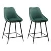 Lot 2 Tabourets De Bar Velours Vert Foncé Et Piètement Métal - JAZZY