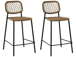 CORDOU - 2 Tabourets De Bar Corde Beige