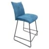 Chaise De Bar En Tissu Bleu Avec Piètement En Métal Noir Mat - LUCKY