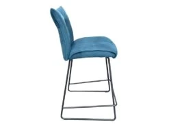 Chaise De Bar En Tissu Bleu Avec Piètement En Métal Noir Mat - LUCKY -Electroménager Soldes tabouret de bar 9147833