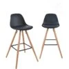 KAYELLES Lot De 2 Tabourets De Bar Scandinaves Coussin Pieds Bois SHUG (noir) -Electroménager Soldes tabouret de bar 9147873
