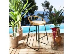 BANDUNG - Lot De 4 Tabourets De Bar Assise Tressée -Electroménager Soldes tabouret de bar 9147917