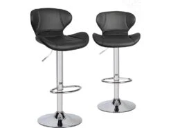 KAYELLES Tabouret De Bar Design Contemporain Simili FARO (noir)