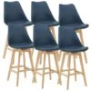Lot De 6 Tabourets De Bar Lublin Plastique Simili Hêtre 105 X 48 X 58 Cm Bleu [en.casa] -Electroménager Soldes tabouret de bar 9148053