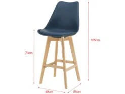 Lot De 6 Tabourets De Bar Lublin Plastique Simili Hêtre 105 X 48 X 58 Cm Bleu [en.casa] -Electroménager Soldes tabouret de bar 9148055