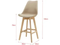 Lot De 6 Tabourets De Bar Lublin Plastique Simili Hêtre 105 X 48 X 58 Cm Beige [en.casa] -Electroménager Soldes tabouret de bar 9148209